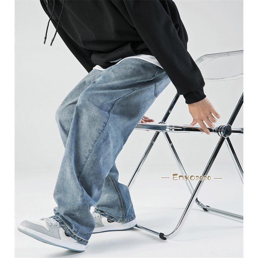 爆裂 極太 デニム ジーンズ パンツ メンズ ルーズフィット B系