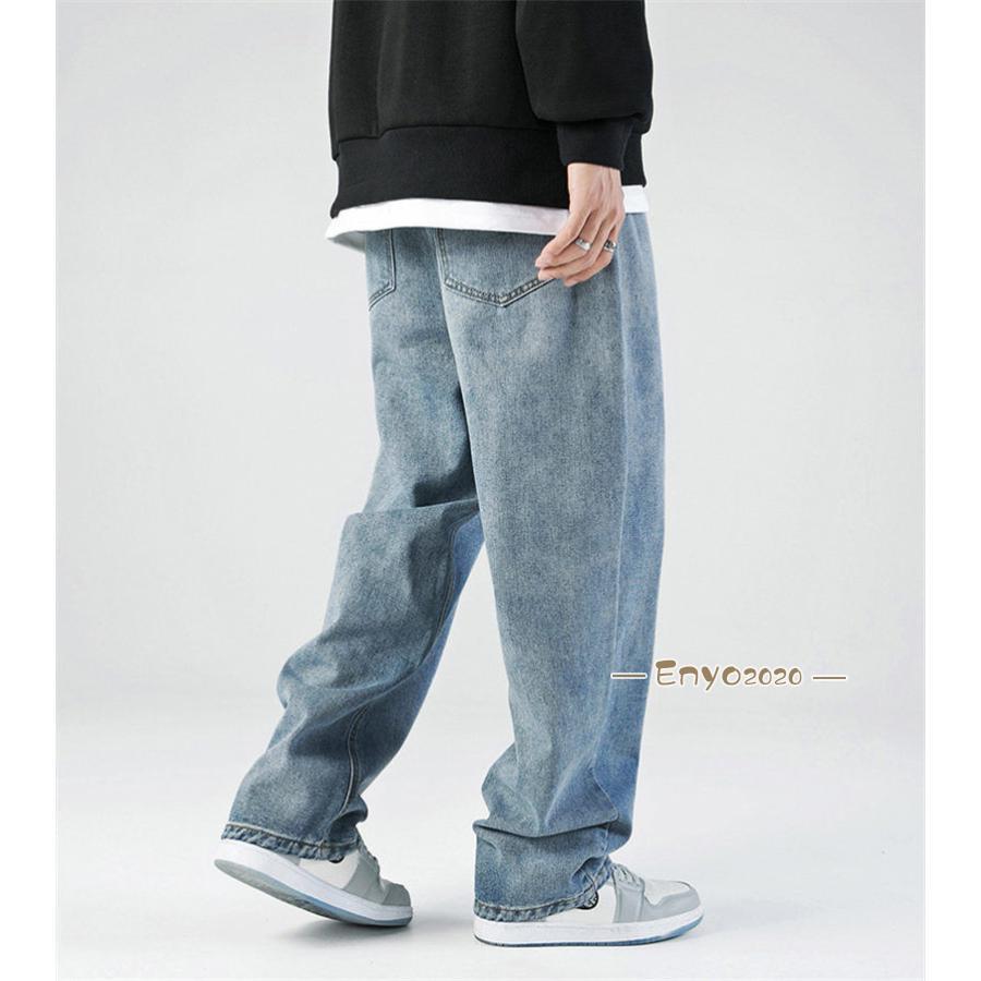 爆裂 極太 デニム ジーンズ パンツ メンズ ルーズフィット B系