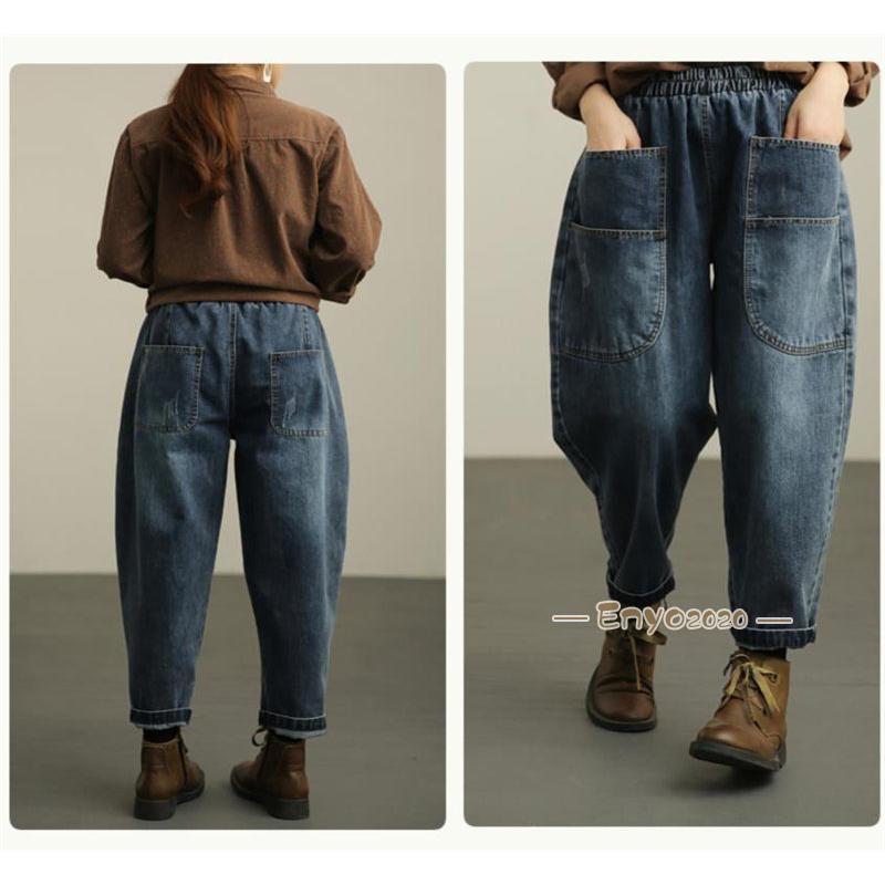 サルエルパンツ レディース デニムパンツ サーカスパンツ ウエストゴム