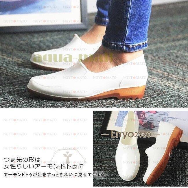 レインシューズ レディース パンプス ラバーシューズ 雨靴 防水 カジュアル 滑りにくい 無地 厚底 スクエアヒール 作業靴 仕事用 ポインテッドトゥ | ブランド登録なし | 09