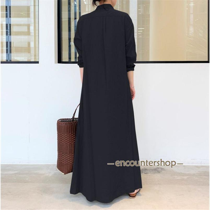 【新品未使用】JENNE　シャツワンピース　長袖　マキシ丈　M　黒　大人女子 KOEISTORE ワンピース レディース 春 夏 春夏 黒 シャツ