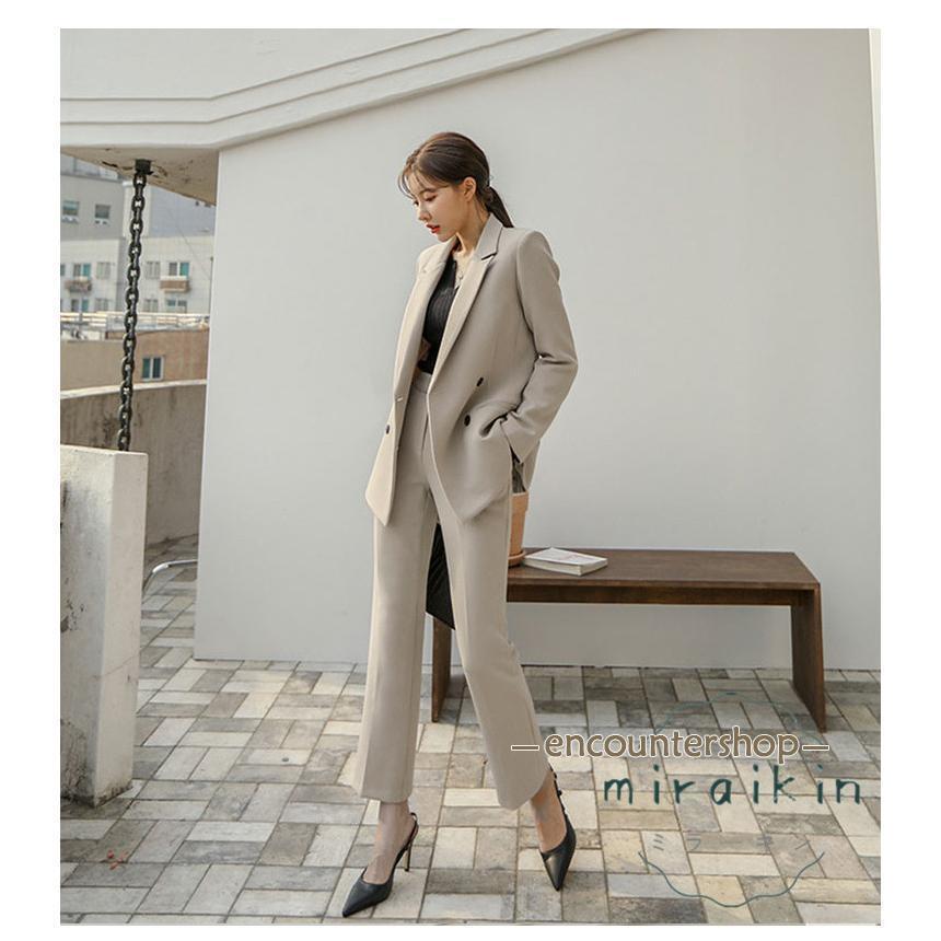スーツ セットアップ パンツスーツ レディース ロングパンツ