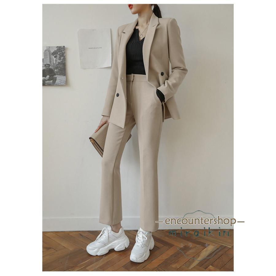 爆買 スーツ セットアップ パンツスーツ レディース ロングパンツ