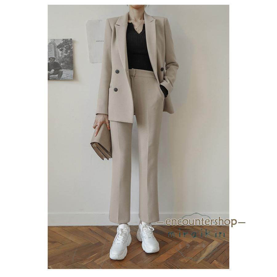 スーツ セットアップ パンツスーツ レディース ロングパンツ