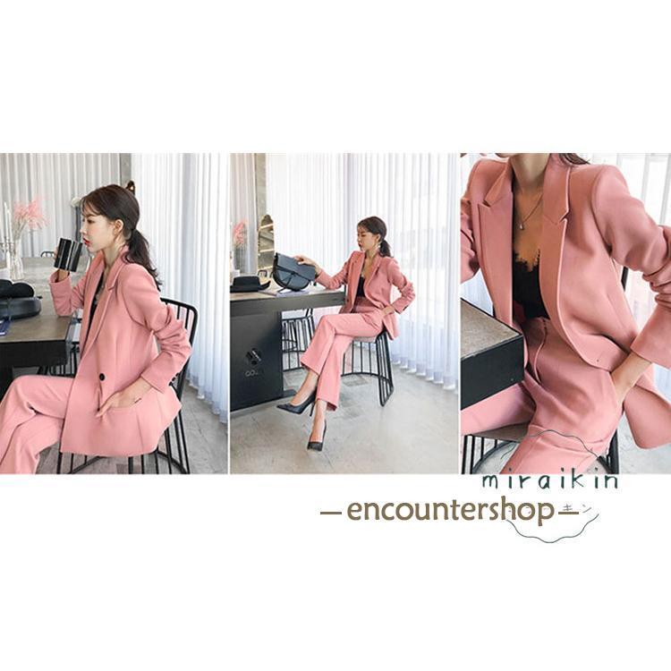 スーツ セットアップ パンツスーツ レディース ロングパンツ