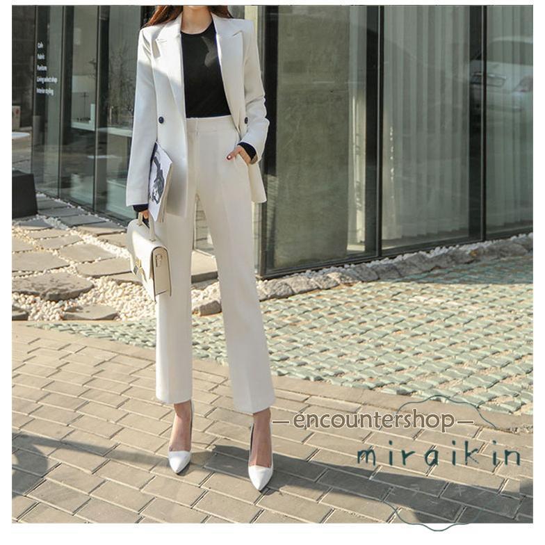 スーツ セットアップ パンツスーツ レディース ロングパンツ