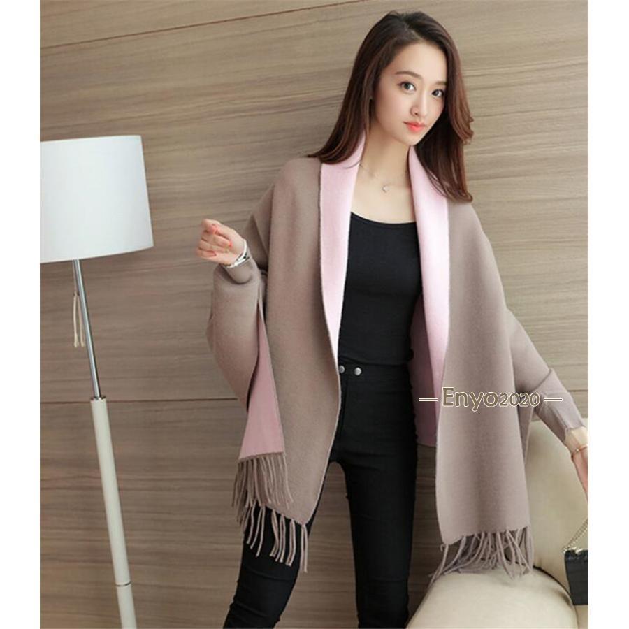 ストール レディース 大判 ショール マフラー 袖付き ポンチョ ケープ