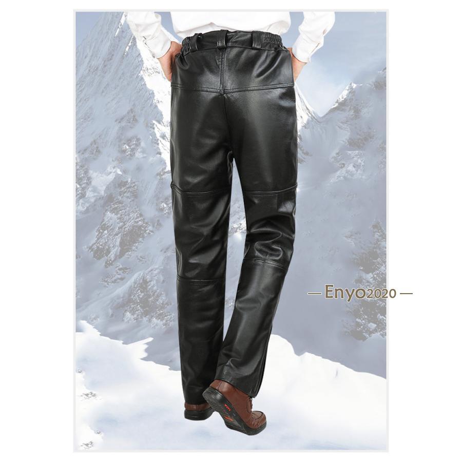 レザーパンツ メンズ 本革 牛革 革パンツ 皮パンツ バイクパンツ ハイ