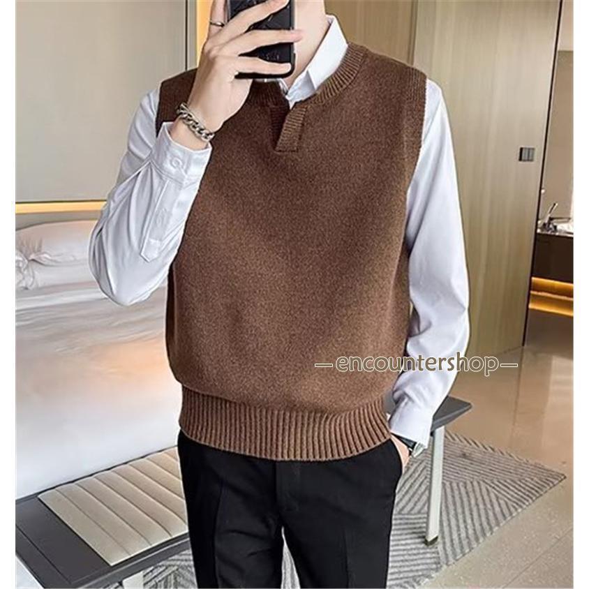 ニットベスト メンズ 秋冬 春夏 プルオーバー セーター チョッキ