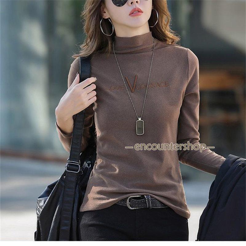 カットソー 裏起毛 レディース トップス 長袖 Tシャツ 暖か 裏フリース 秋 冬 タートルネック インナー 防寒 重ね着 保温 ロンt 肌着 ...
