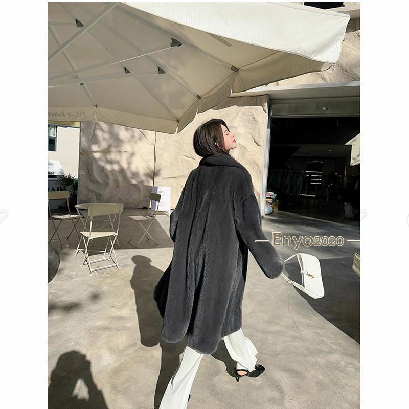 ファーコート レディース ロング 極暖 左右にポケット付き 前開く