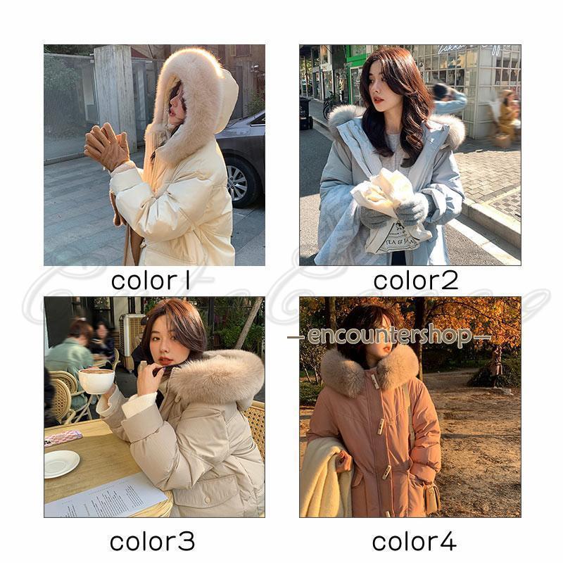 ダウンコート レディース ダッフルコート フード付き リアルファー