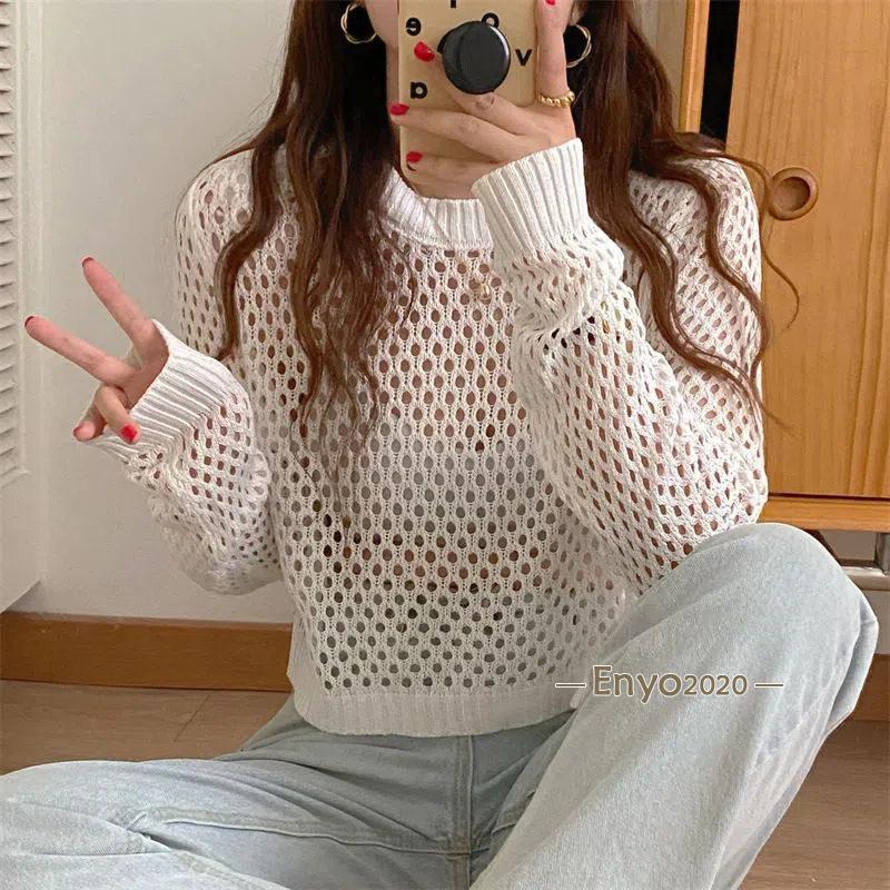 ニット ゆる レディース メッシュ 長袖 トップス 重ね着 レイヤード