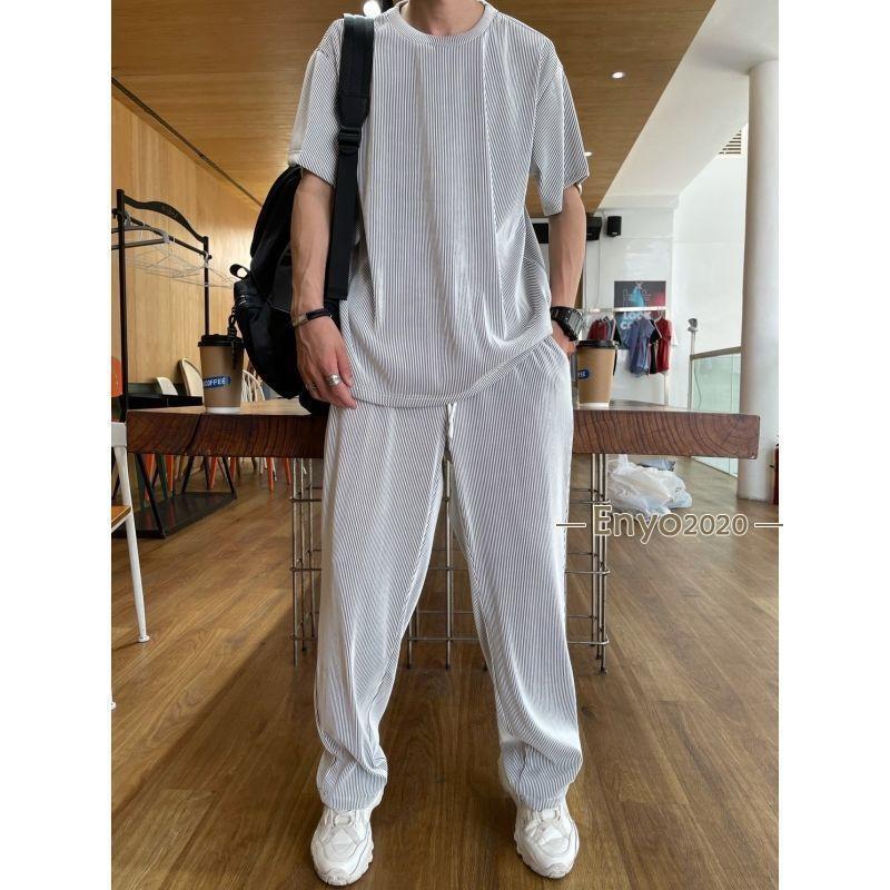 fuku様 シルク100%インナー　上下 綿麻セットアップ おまとめです♡ セットアップ メンズ Tシャツ アイスシルクパンツ ストレッチ 半袖