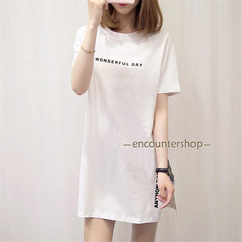 tシャツワンピース ロンt ゆったり 白 黒 体型カバー 夏新作 おしゃれ 春夏 トップス カジュアル ルームウェア 部屋着 ストリート系 かっこいい | ブランド登録なし | 07