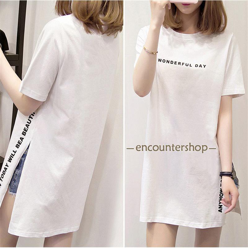 tシャツワンピース ロンt ゆったり 白 黒 体型カバー 夏新作 おしゃれ 春夏 トップス カジュアル ルームウェア 部屋着 ストリート系 かっこいい | ブランド登録なし | 09