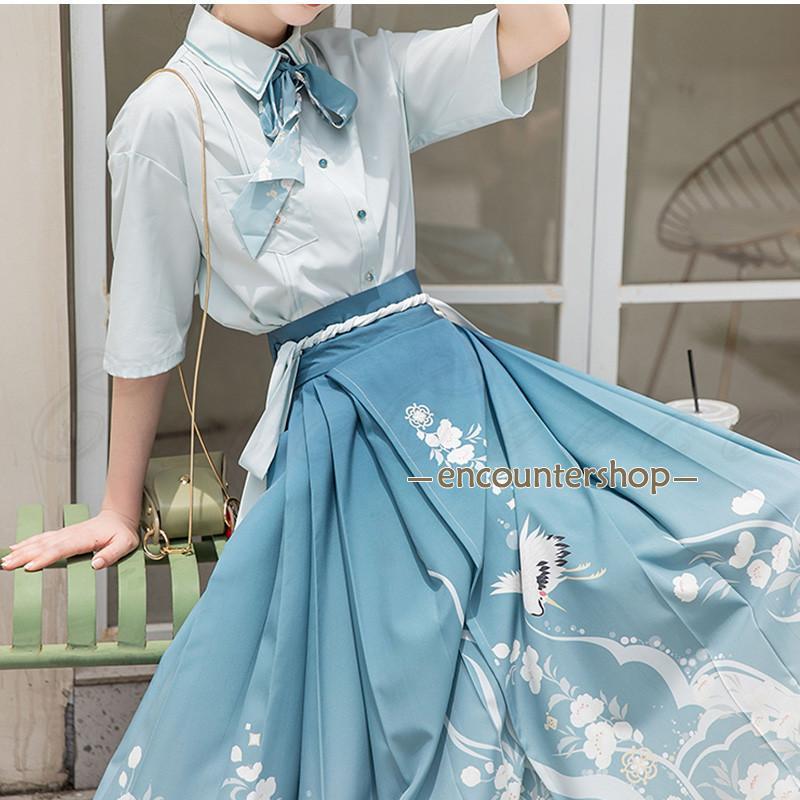 唐装漢服 レディース 中華服 チャイナドレス トップス＋スカート+