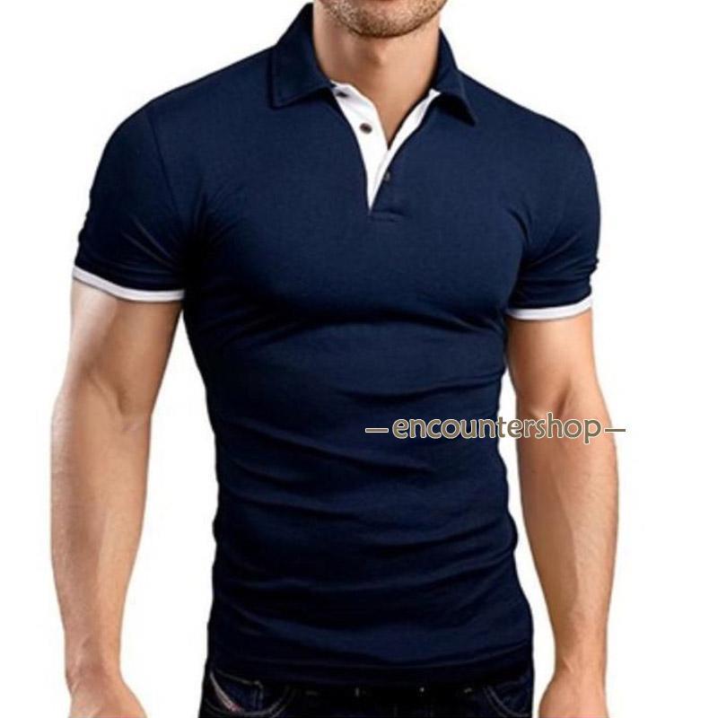 ゴルフウェア ゴルフポロシャツ Tシャツ メンズ 半袖 ビジポロ POLOシャツ ユニフォーム スポーツ 制服 カラー配色 吸汗速乾 夏 父の日 | ブランド登録なし | 06