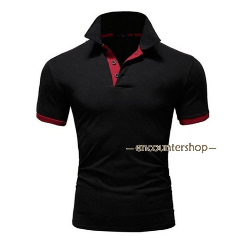 ゴルフウェア ゴルフポロシャツ Tシャツ メンズ 半袖 ビジポロ POLOシャツ ユニフォーム スポーツ 制服 カラー配色 吸汗速乾 夏 父の日 | ブランド登録なし | 08