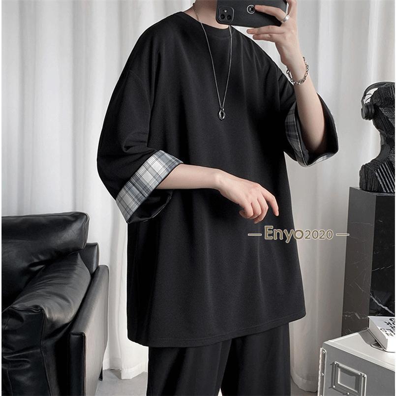 夏 涼しい ５分袖 インナー tシャツ メンズ 吸汗速乾 長袖tシャツ uvカット 夏用薄手 フェイクレイヤード オーバーサイズ おすすめ | ブランド登録なし | 01