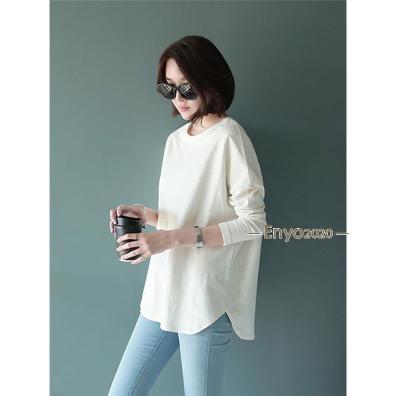 2点以上の場合10％OFF！ 大好評 カットソー ロングTシャツ  レディース ゆったり ラウンドカット  トップス クルーネック  着痩せ ゆるTシャツ | ブランド登録なし | 10