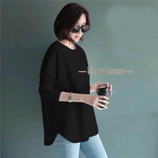 2点以上の場合10％OFF！ 大好評 カットソー ロングTシャツ  レディース ゆったり ラウンドカット  トップス クルーネック  着痩せ ゆるTシャツ | ブランド登録なし | 09