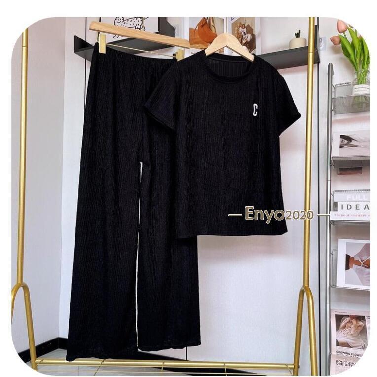 セットアップ レディース 夏 上下セット ジャージ ルームウェア スウェット上下セット トップス 半袖 ワイトパンツ フレア 冷感 速乾 パジャマ 部屋着 | ブランド登録なし | 01