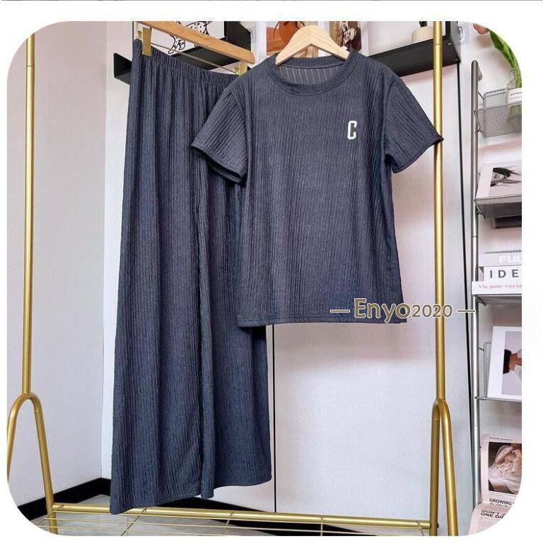 セットアップ レディース 夏 上下セット ジャージ ルームウェア スウェット上下セット トップス 半袖 ワイトパンツ フレア 冷感 速乾 パジャマ 部屋着 | ブランド登録なし | 03