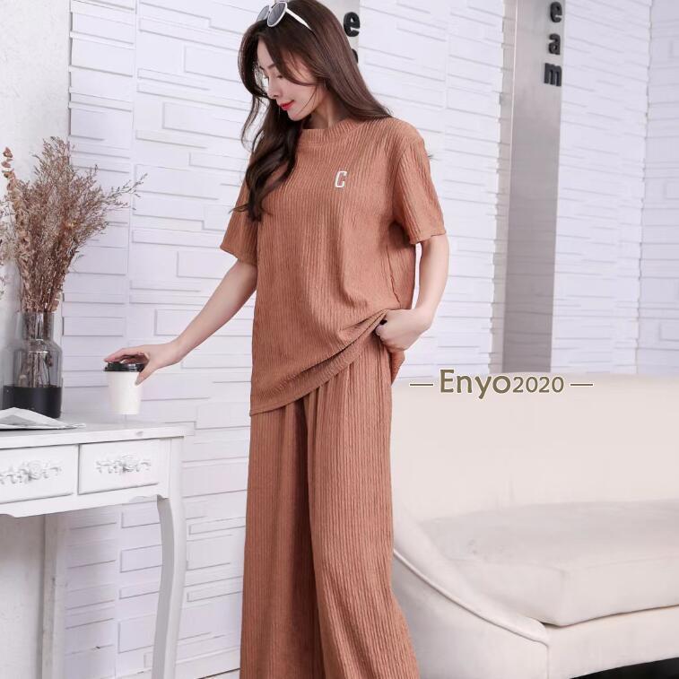 セットアップ レディース 夏 上下セット ジャージ ルームウェア スウェット上下セット トップス 半袖 ワイトパンツ フレア 冷感 速乾 パジャマ 部屋着 | ブランド登録なし | 09