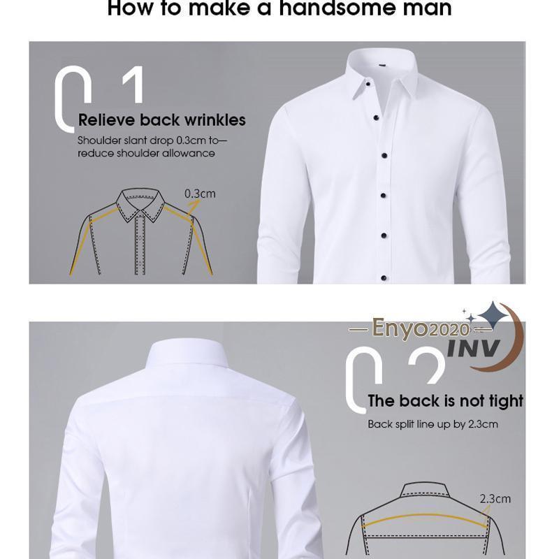 ワイシャツ ビジネスシャツ メンズ 長袖 半袖 無地 おしゃれ 長袖ワイシャツ 半袖ワイシャツ 形態安定 スリム ストレッチ カジュアル 通勤 通学 安い | ブランド登録なし | 04