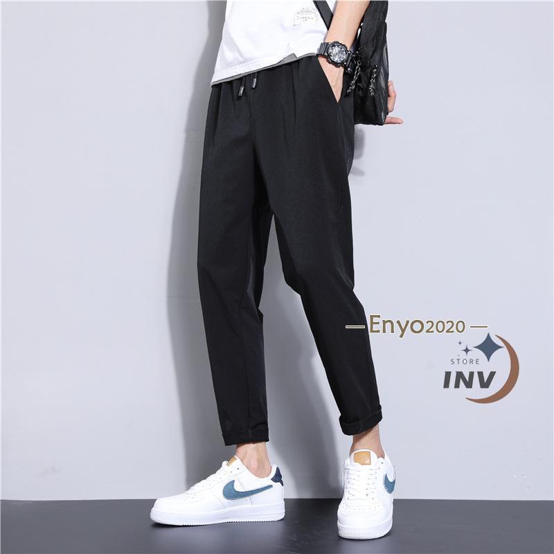 接触冷感ジョガーパンツ 夏ひんやり メンズ 9分丈 アイス生地 薄手速乾 テーパードパンツ スキニー 長ズボン イージーパンツ アンクル 蒸れない 激安＆ | ブランド登録なし | 01