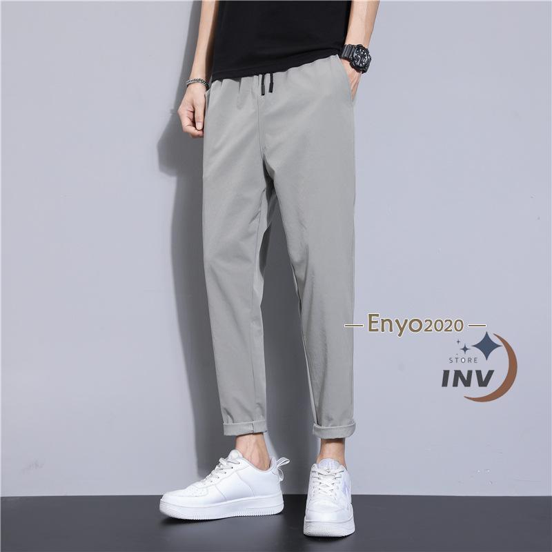 接触冷感ジョガーパンツ 夏ひんやり メンズ 9分丈 アイス生地 薄手速乾 テーパードパンツ スキニー 長ズボン イージーパンツ アンクル 蒸れない 激安＆ | ブランド登録なし | 02