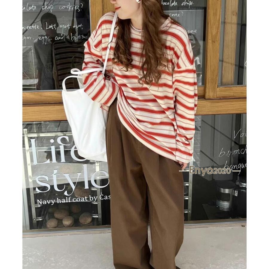 ボーダー カットソー ロンt 長袖 レディース tシャツ 長袖t