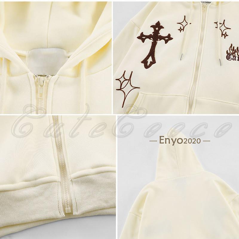 ジップアップパーカー メンズ レディース 長袖 刺繍 フード付き