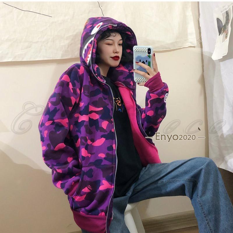 ジップアップパーカー レディース 長袖 迷彩柄 カモフラ?サメ柄 ジップアップパーカー レディース 長袖 迷彩柄 カモフラ?サメ柄