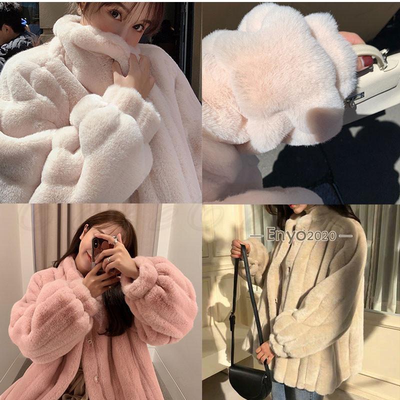 毛皮コート レディース ファーコート 無地 立ち襟 長袖 フェイクファー