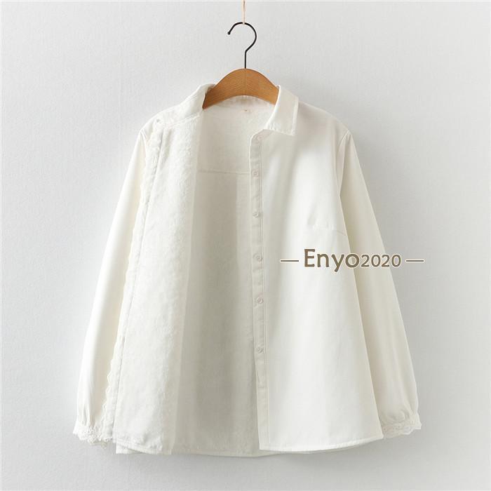 裏起毛 シャツ レディース 長袖 白シャツ ブラウス チュニック 秋 冬 シャツブラウス レース トップス 総レース ホワイトシャツ | ブランド登録なし | 11