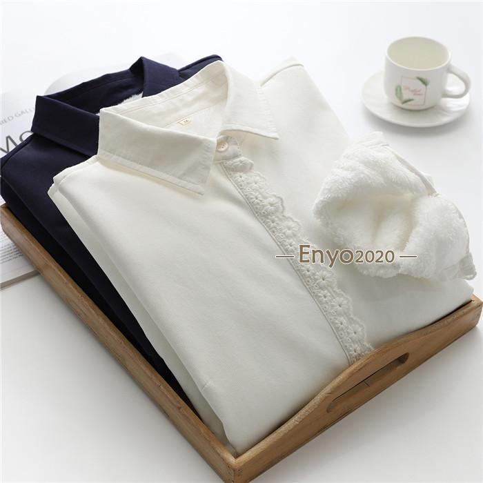 裏起毛 シャツ レディース 長袖 白シャツ ブラウス チュニック 秋 冬 シャツブラウス レース トップス 総レース ホワイトシャツ | ブランド登録なし | 03