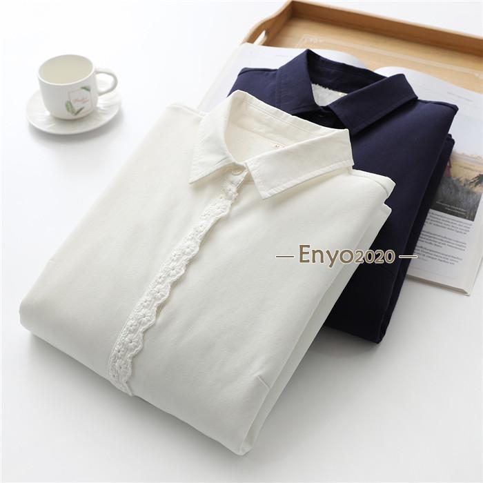 裏起毛 シャツ レディース 長袖 白シャツ ブラウス チュニック 秋 冬 シャツブラウス レース トップス 総レース ホワイトシャツ | ブランド登録なし | 07