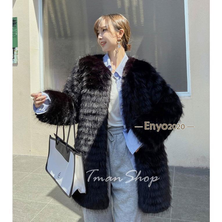 フォックス コート フワフワ ジャケット ミディアム ファー