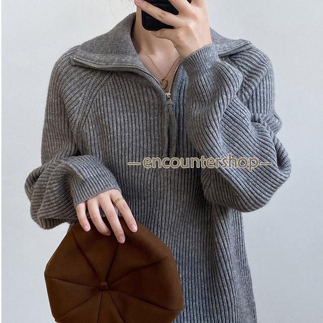 ★ KBF+ 長袖起毛ニット 刺繍 リブ袖 ゆるだぼ 灰色 F 楽天市場】ニット レディース トップス 長袖 クルーネック