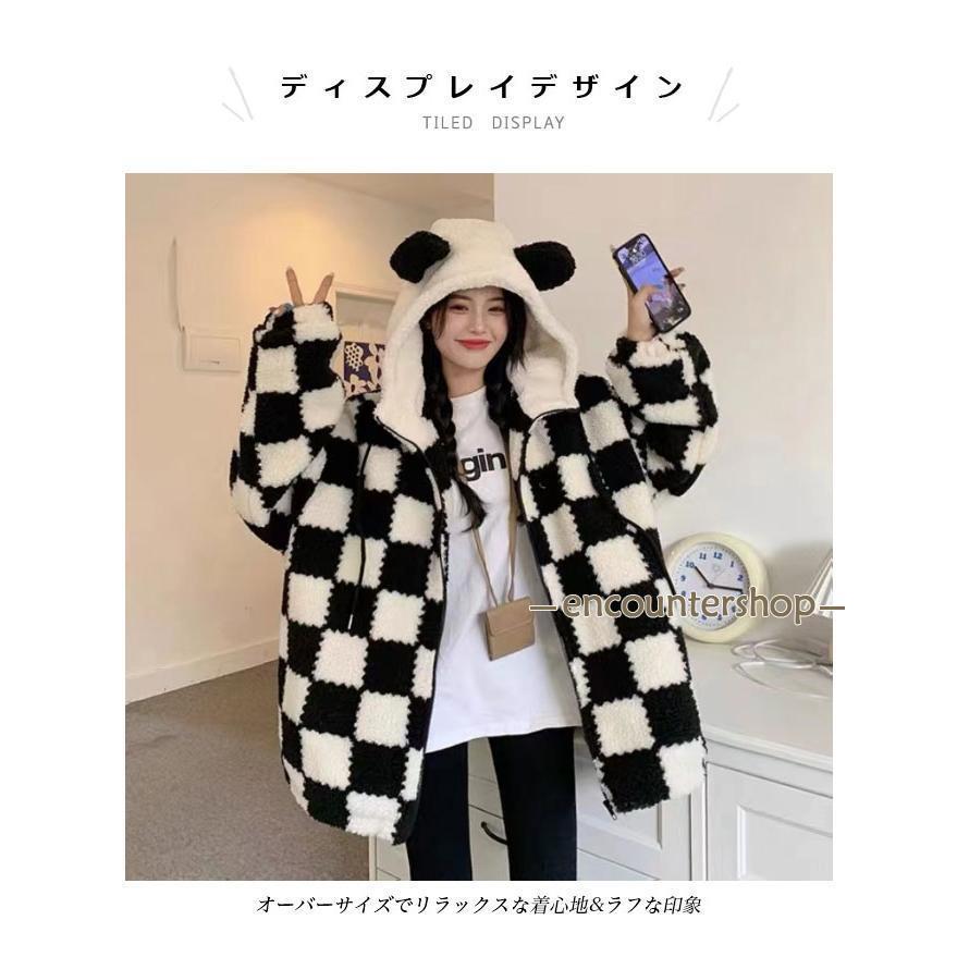 ボアジャケット レディース フリースジャケット フード付き