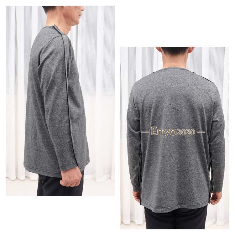 介護服 メンズ 介護用品 tシャツ シニア 半袖 骨折 全開タイプ 入院服