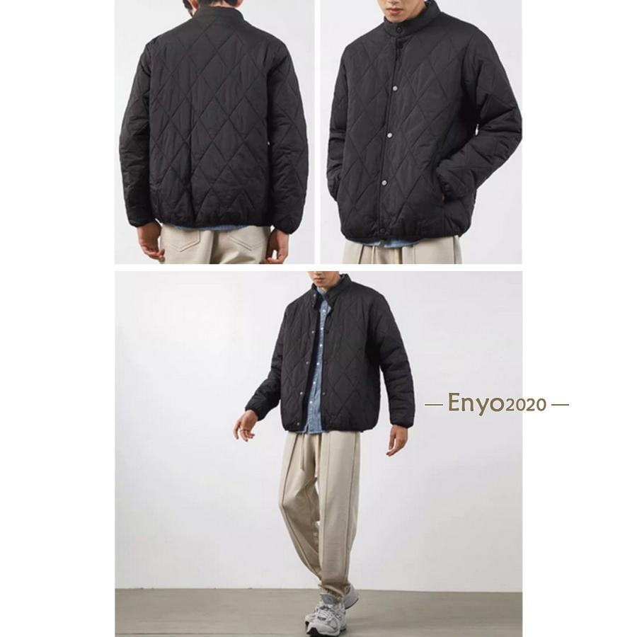 キルティングジャケット ノーカラー スタンドカラー 中綿ジャケット