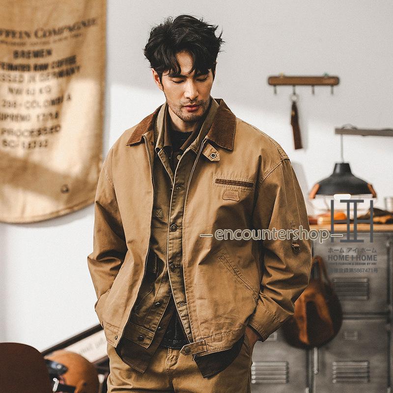 Ritru コーデュロイ襟 ベージュ デトロイトジャケットxl 爆買 ジャケット デトロイトジャケット メンズ コーデュロイ襟 ワーク