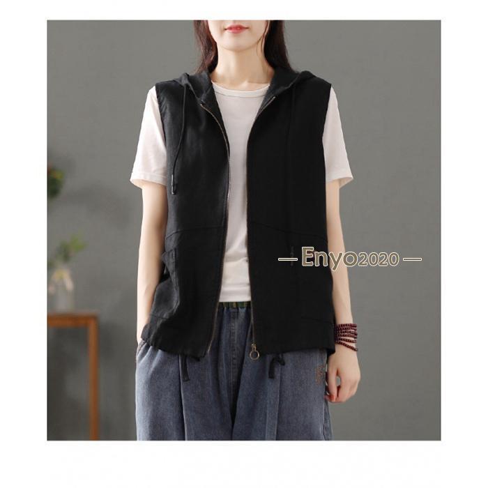 ベスト レディース トップス 前開き ノースリーブ パーカー 重ね