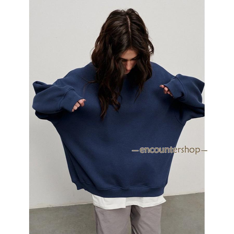 トレーナー 裏起毛 レディース スウェット トップス クルーネック 冬 保温 防寒 華奢見せ 裏ボアトレーナー きれいめ | ブランド登録なし | 10