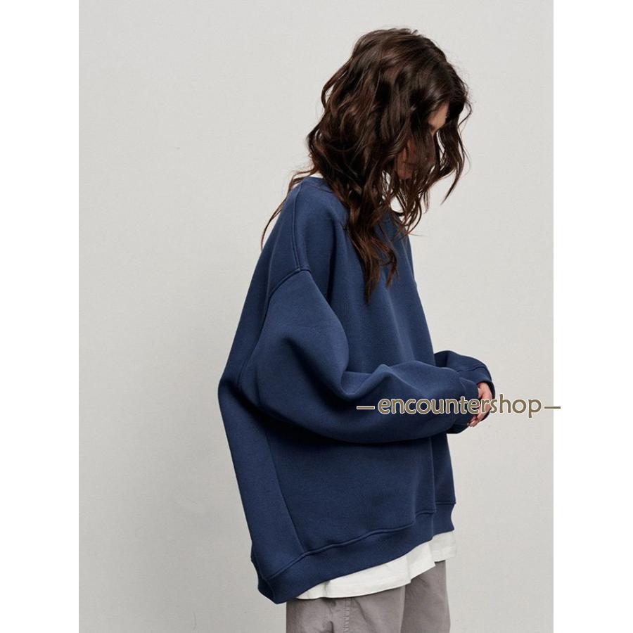 トレーナー 裏起毛 レディース スウェット トップス クルーネック 冬 保温 防寒 華奢見せ 裏ボアトレーナー きれいめ | ブランド登録なし | 11