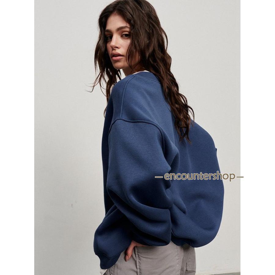 トレーナー 裏起毛 レディース スウェット トップス クルーネック 冬 保温 防寒 華奢見せ 裏ボアトレーナー きれいめ | ブランド登録なし | 12