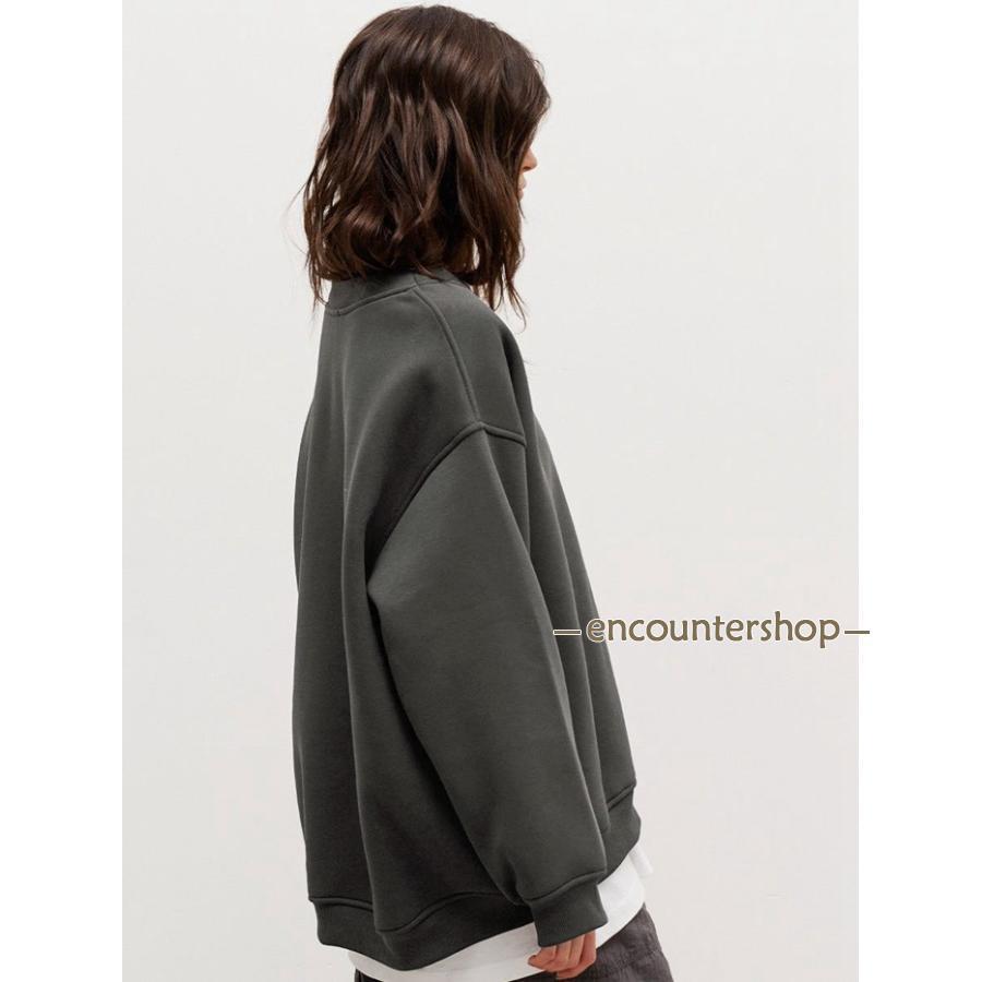 トレーナー 裏起毛 レディース スウェット トップス クルーネック 冬 保温 防寒 華奢見せ 裏ボアトレーナー きれいめ | ブランド登録なし | 14